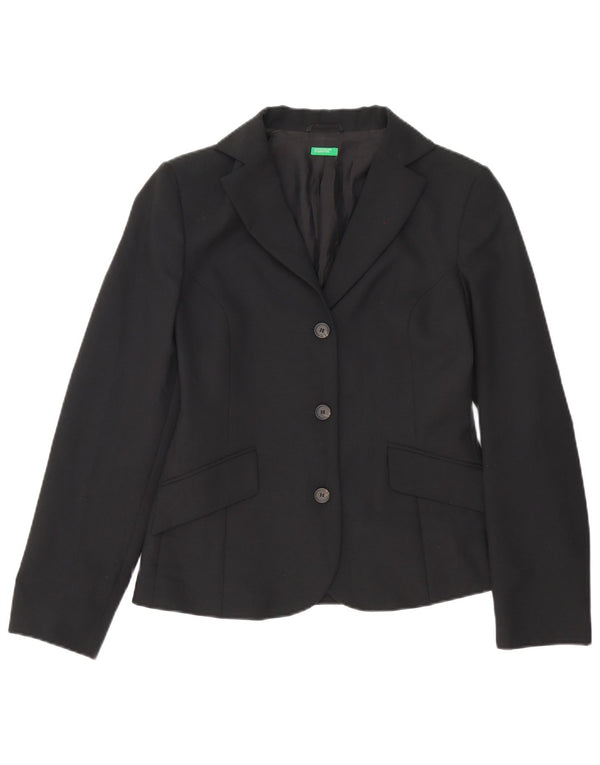 Giacca Blazer a 3 Bottoni da Donna Benetton IT 42 Medio Nero Poliestere