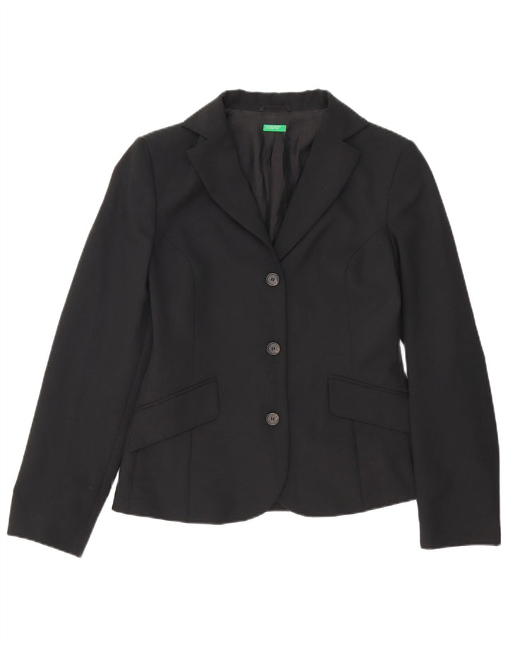 Giacca Blazer a 3 Bottoni da Donna Benetton IT 42 Medio Nero Poliestere