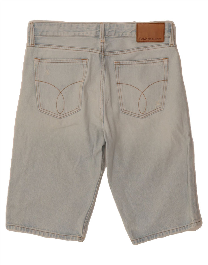 CALVIN KLEIN Mens Distressed Denim Shorts W30 Medium Blue Cotton Vintage Calvin Klein and Second-Hand Calvin Klein from Messina Hembry 