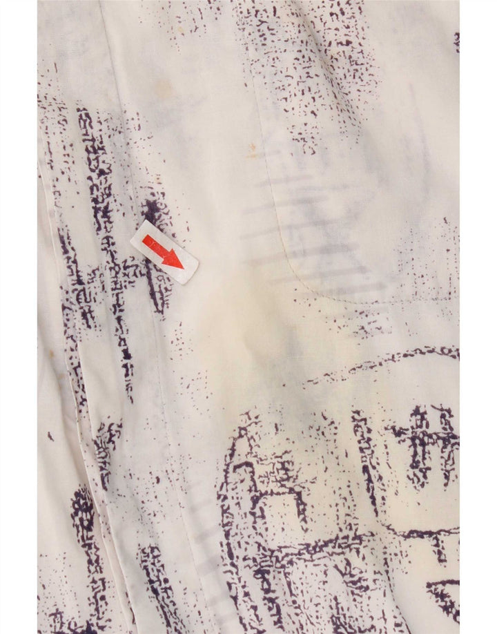Camicia a maniche corte grafica vintage da uomo grande in cotone bianco