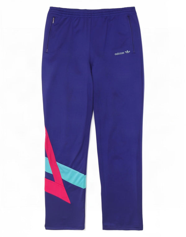 Adidas Womens Tracksuit Trousers UK 14 Large Blue Colourblock