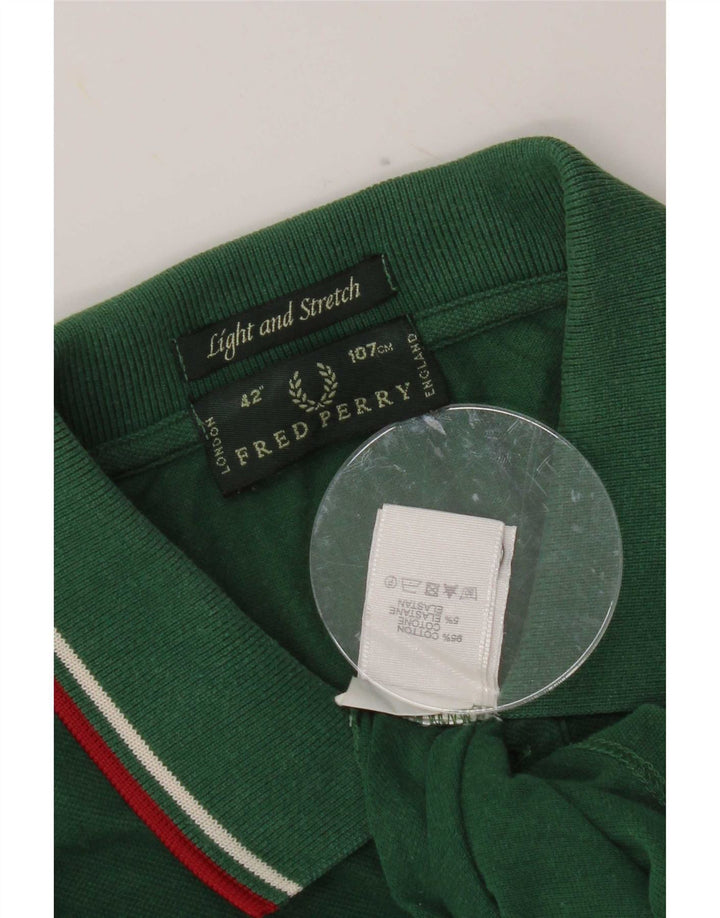 Polo da uomo Fred Perry in cotone a righe verde medio