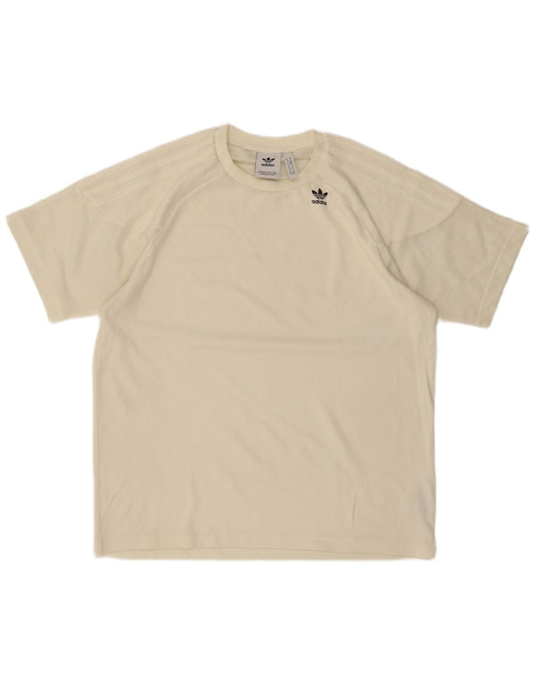 T-shirt da uomo Adidas Top in cotone bianco sporco medio