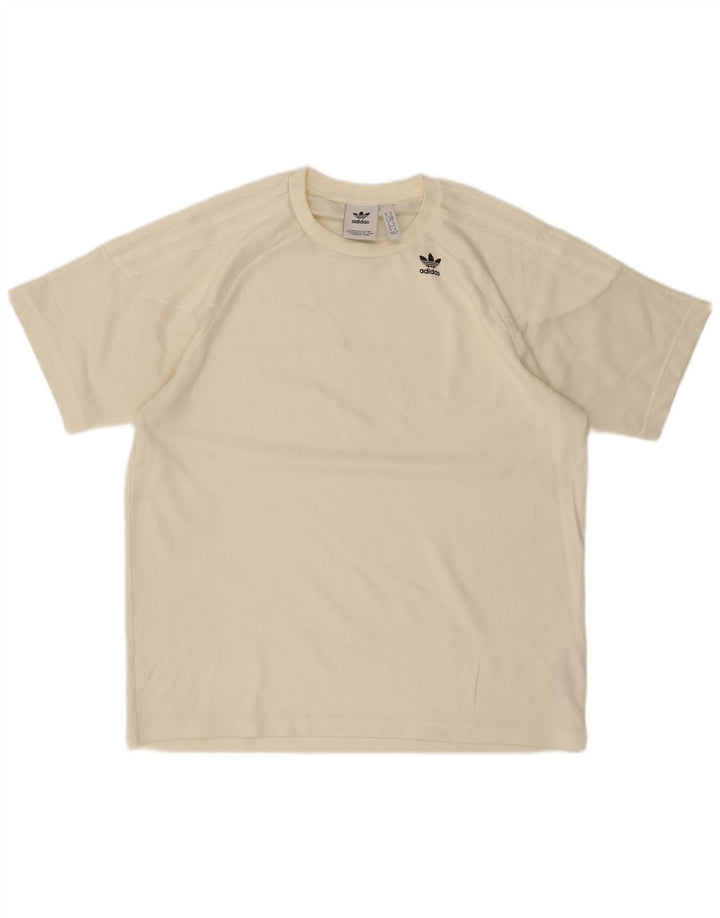 T-shirt da uomo Adidas Top in cotone bianco sporco medio