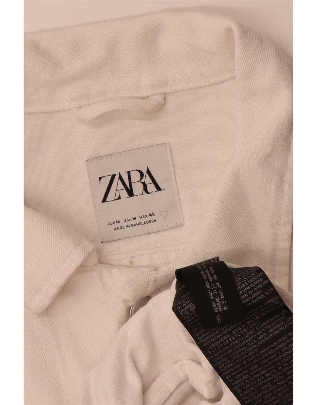 Giacca in denim da uomo Zara UK 38 cotone bianco medio