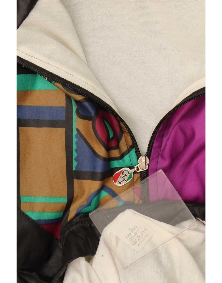 Giacca da ginnastica vintage da uomo, grande, in cotone color block nero