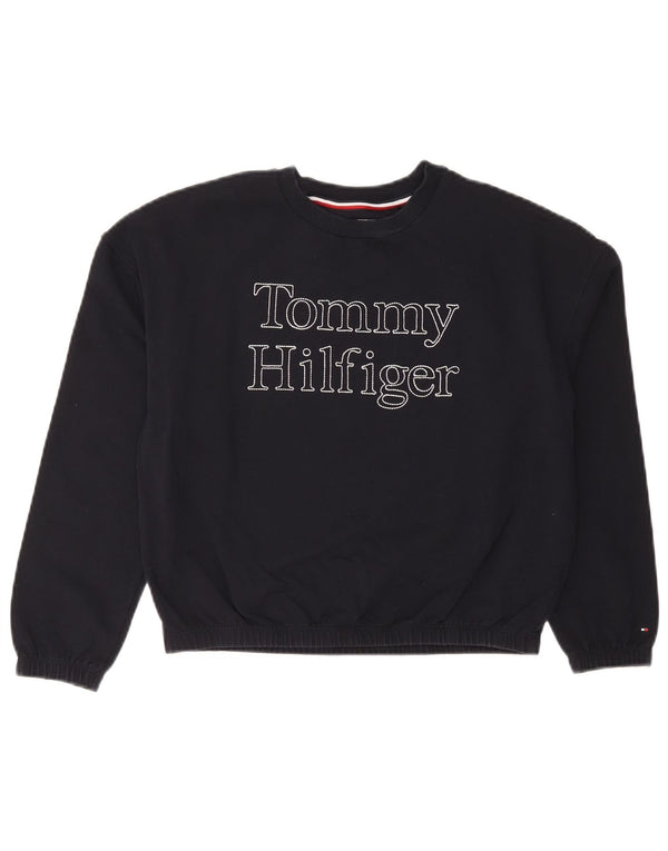 Felpa grafica per ragazze Tommy Hilfiger 13-14 anni in cotone blu navy