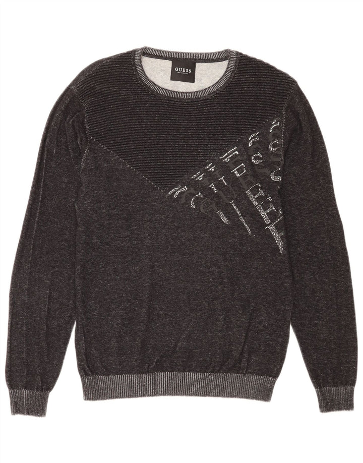Guess Felpa grafica da uomo Maglione grande in cotone grigio