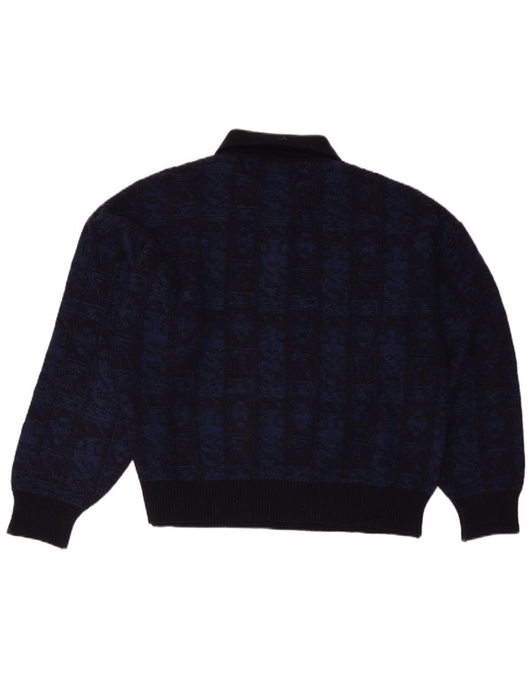 Maglione da uomo a collo alto Aeffe IT 50 Lana geometrica blu navy medio
