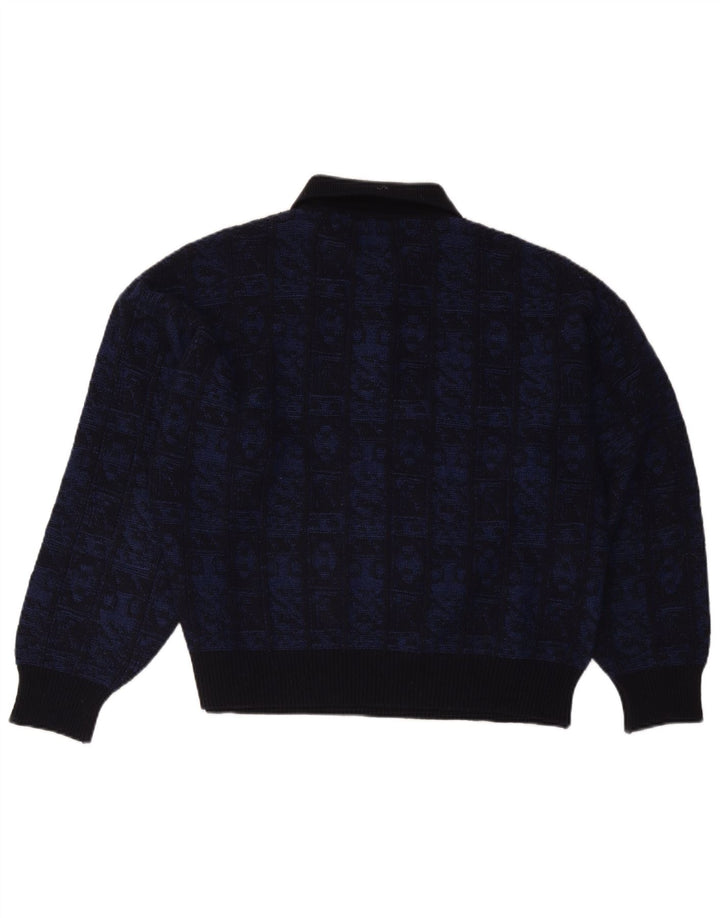 Maglione da uomo a collo alto Aeffe IT 50 Lana geometrica blu navy medio