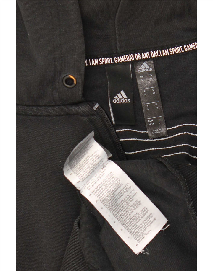 Maglione con cappuccio e zip Adidas da uomo in cotone nero medio