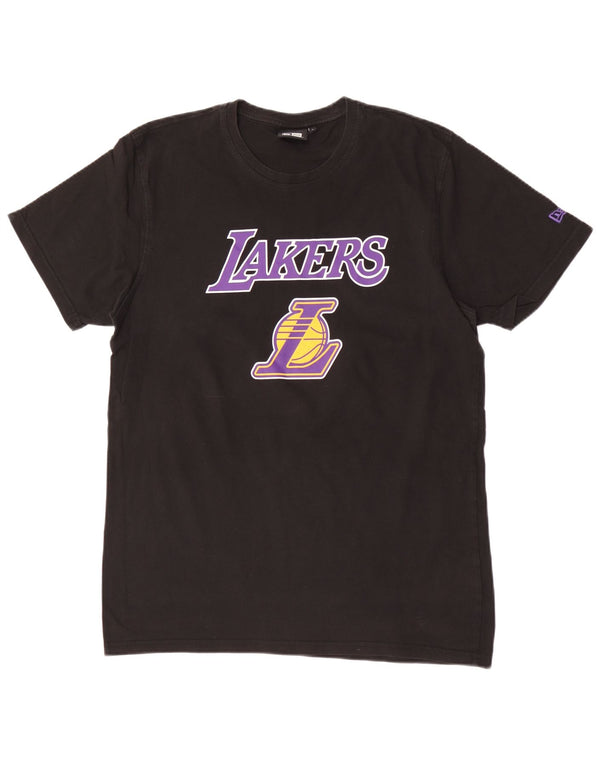 T-shirt grafica da donna New Era Lakers Top UK 16 grande cotone nero