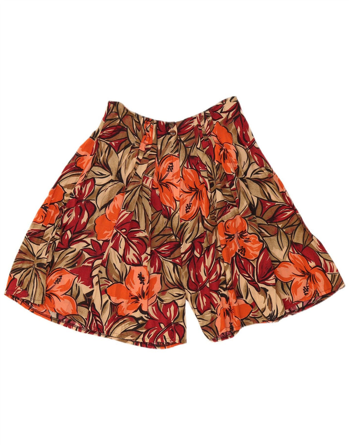 Bermuda culotte da donna vintage W30 medio floreale multicolore