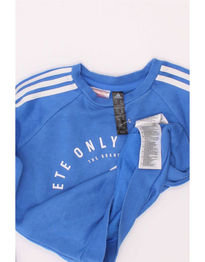 Felpa grafica Adidas da bambino, 2-3 anni, in cotone blu