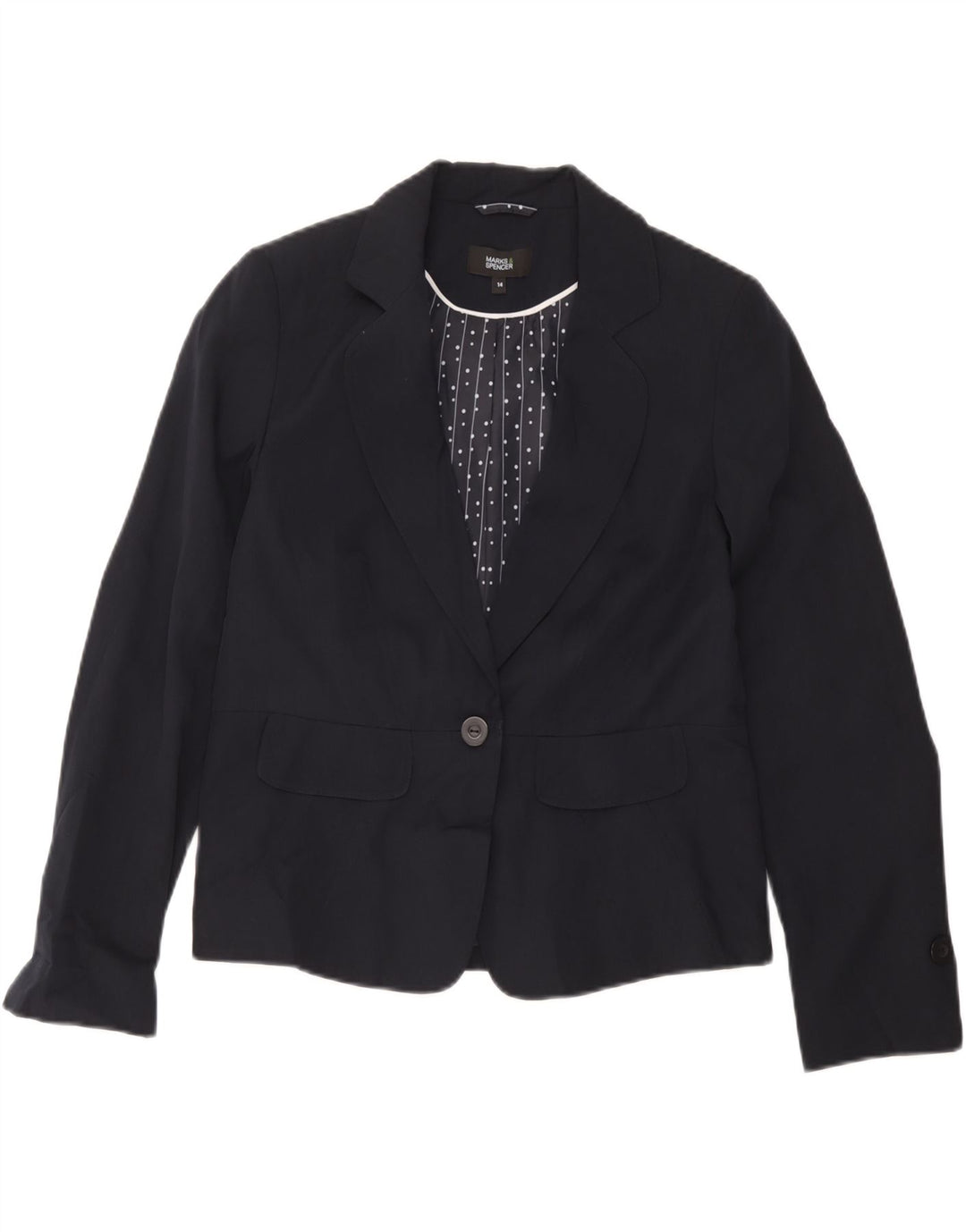 Giacca blazer da donna Marks & Spencer UK 14 medio blu navy a righe
