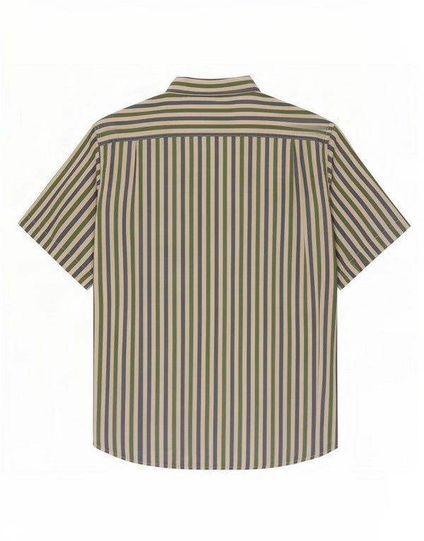 Camicia a maniche corte da uomo Green Leaves XL in seta gessata
