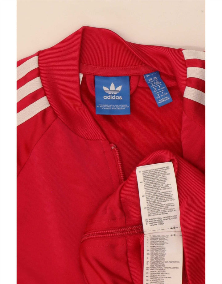 Giacca da ginnastica grafica per ragazze Adidas 11-12 anni in poliestere rosso
