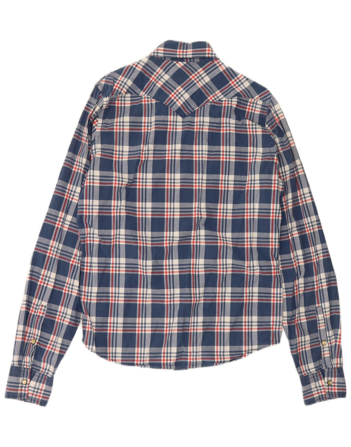 Camicia da uomo Hollister Large in cotone a quadri blu navy