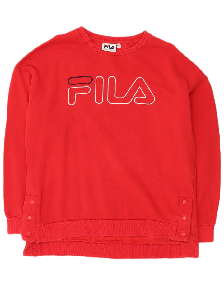 Felpa oversize con grafica da uomo Fila UK 12 cotone rosso medio