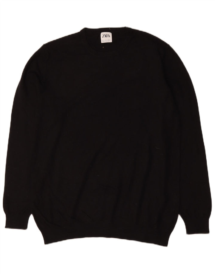 Maglione Zara da uomo girocollo in viscosa nera media