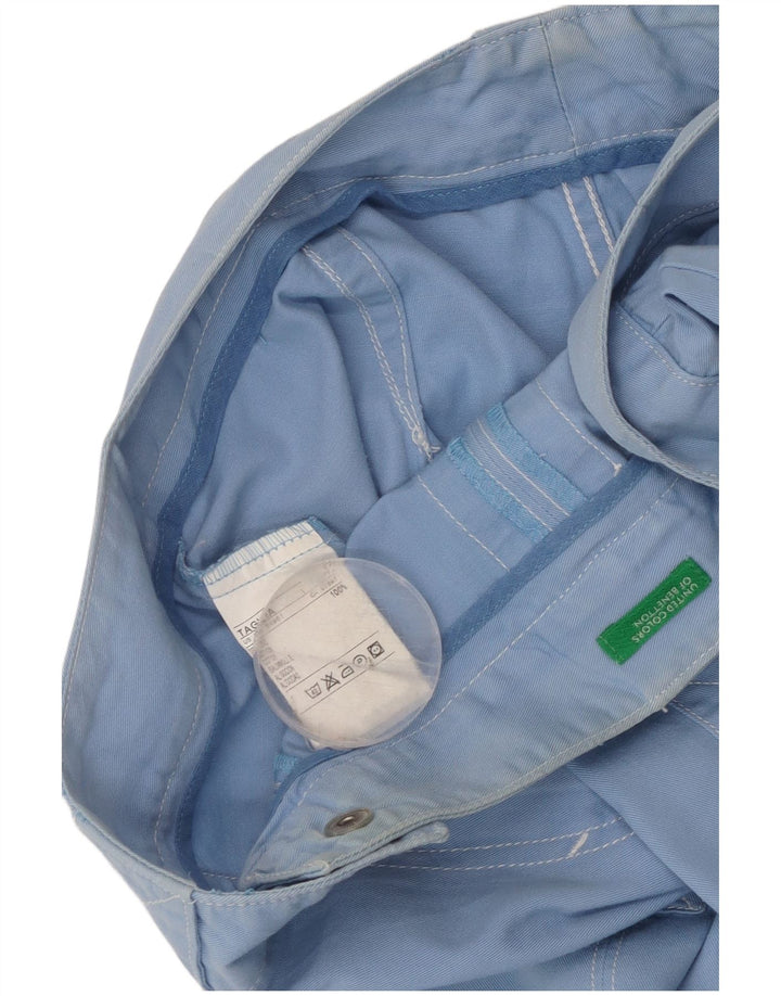 Pantaloni corti dritti da donna Benetton W30 L23 in cotone blu