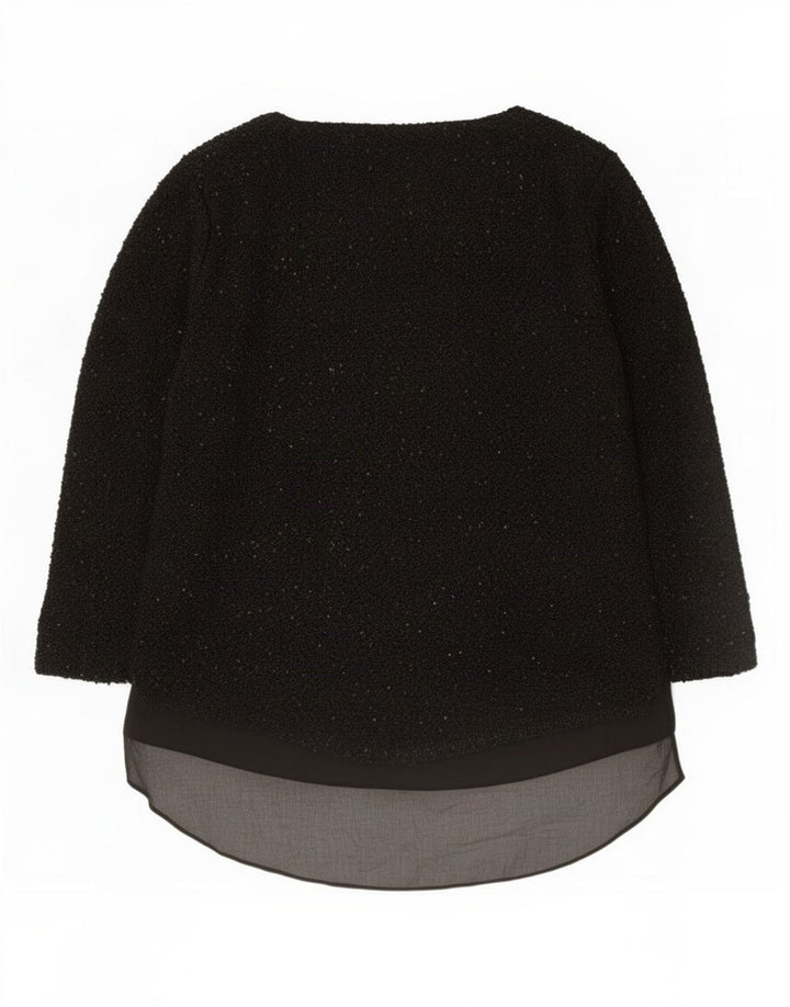 Top tunica a maniche lunghe da donna Zara UK 16 grande poliestere nero
