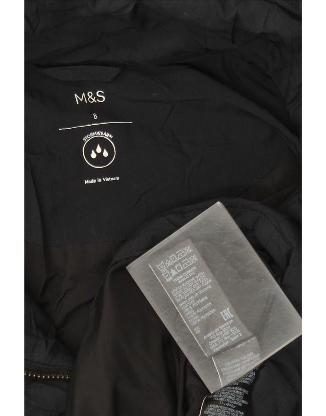 Giacca imbottita oversize con cappuccio da donna Marks & Spencer UK 8 piccola nera