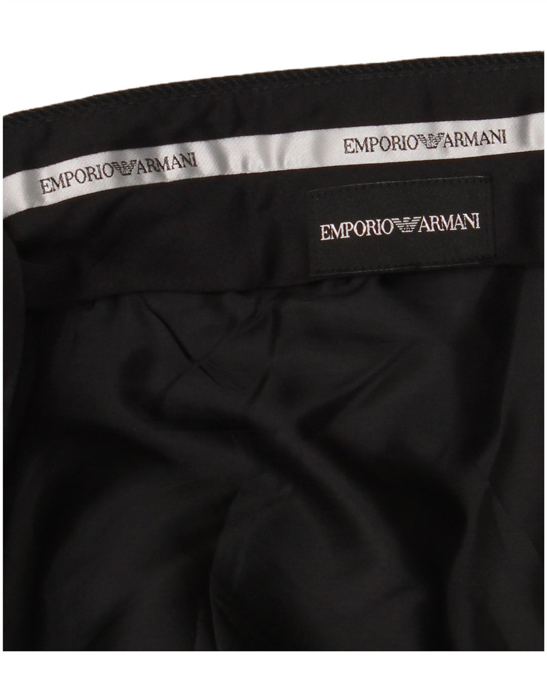 EMPORIO ARMANI Pantaloni da Abito Dritti Uomo W36 L32 Gessato Nero