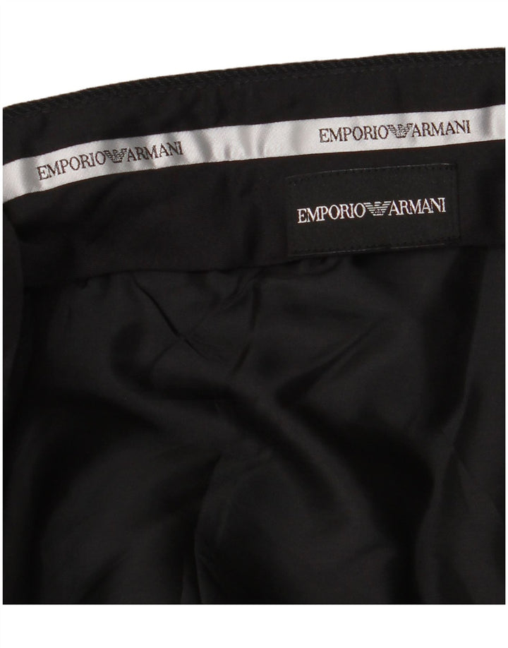 EMPORIO ARMANI Pantaloni da Abito Dritti Uomo W36 L32 Gessato Nero