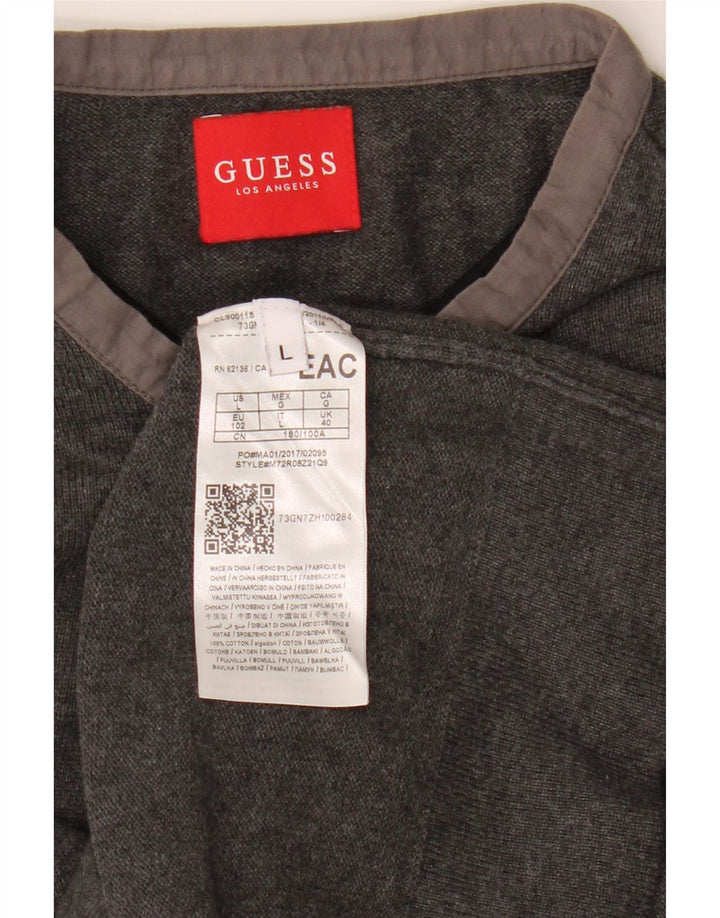 GUESS Uomo Maglione Girocollo Maglione Grande Cotone Grigio