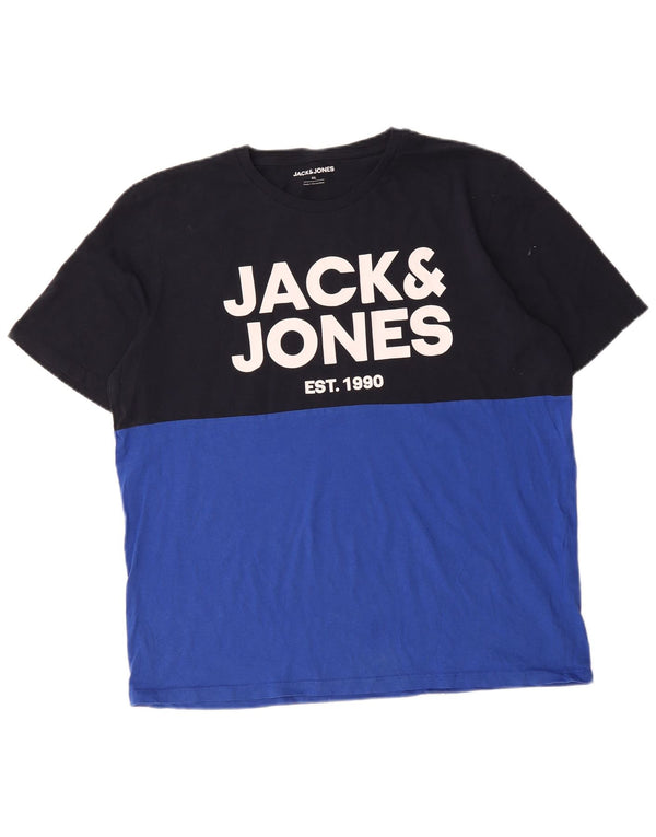 Jack & Jones T-shirt grafica da uomo Top 2XL Cotone color block nero