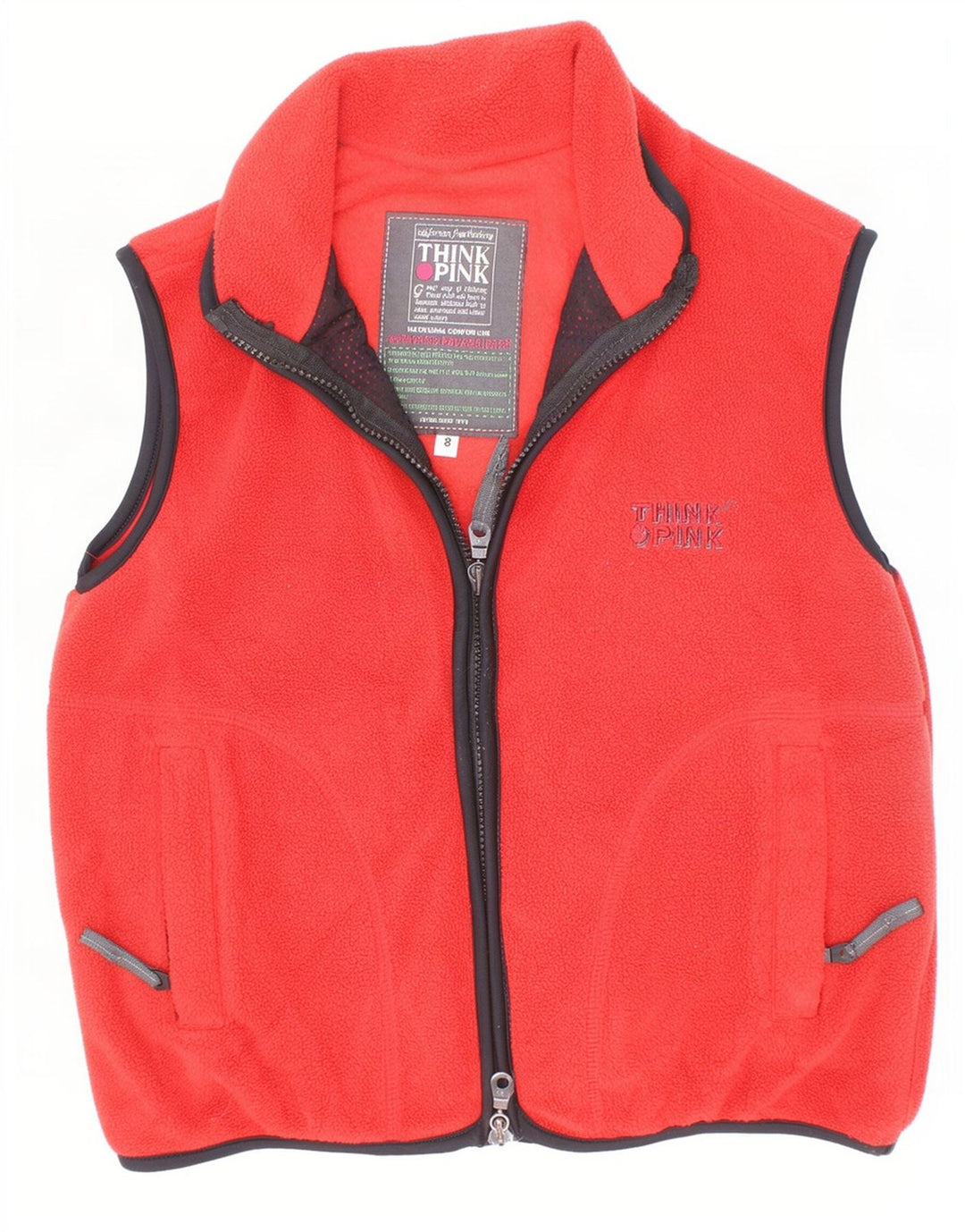 Gilet in pile Think Pink per ragazzi 7-8 anni rosso