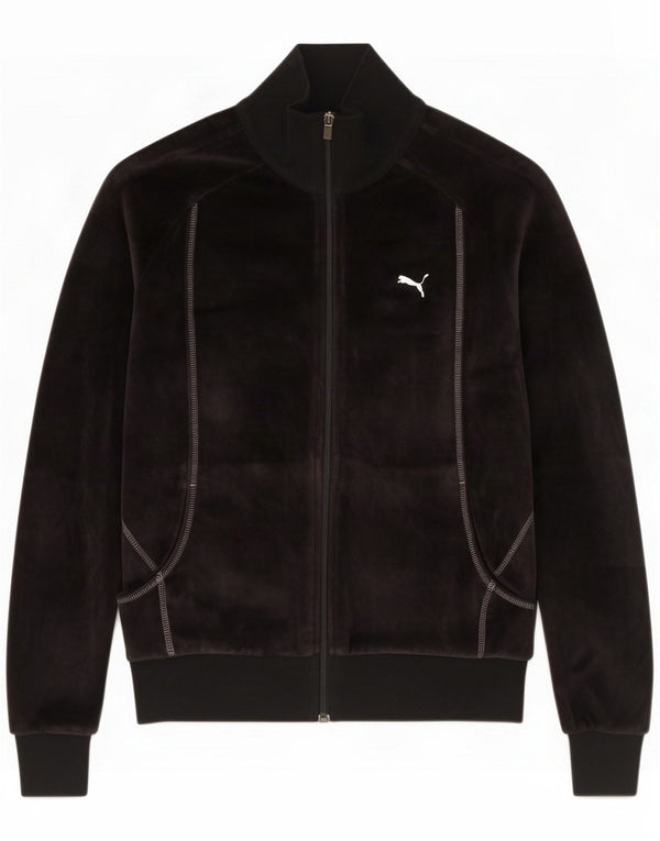 Puma Giacca da tuta da donna in velluto UK 8 Small Black Cotton