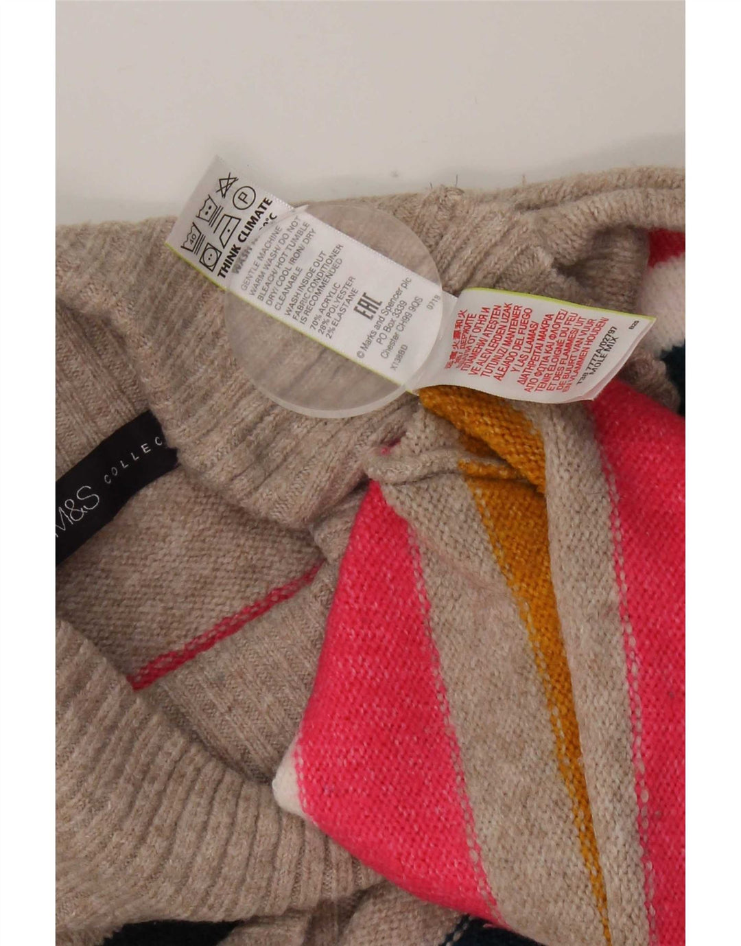 Maglione maglione a collo alto da donna Marks & Spencer UK 18 XL multicolore