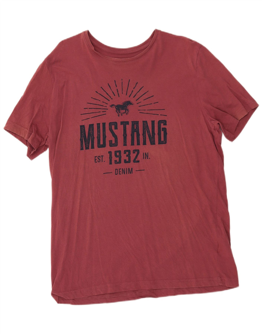 T-shirt grafica da uomo Mustang Top XL in cotone marrone