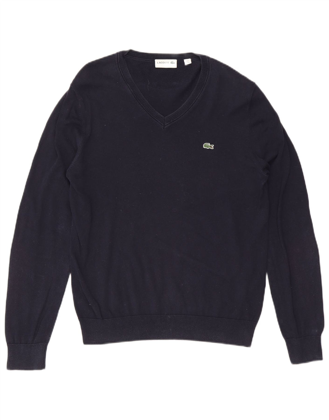 Maglione maglione con scollo a V da uomo Lacoste taglia 4 cotone medio blu navy