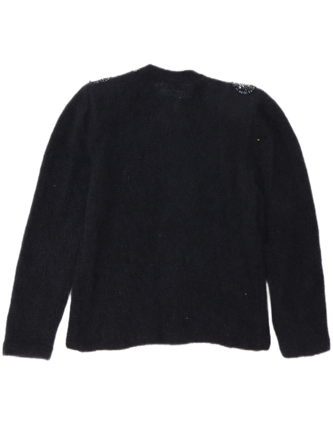 HERON Womens Full Zip Cardigan Sweater UK 12 Medium Black