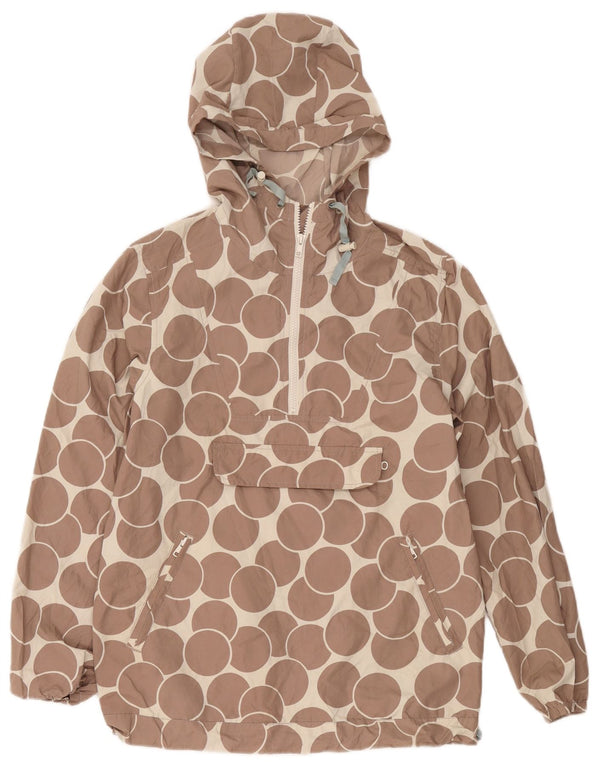Boden Giacca antipioggia da donna con cappuccio e pullover UK 12 Marrone medio geometrico