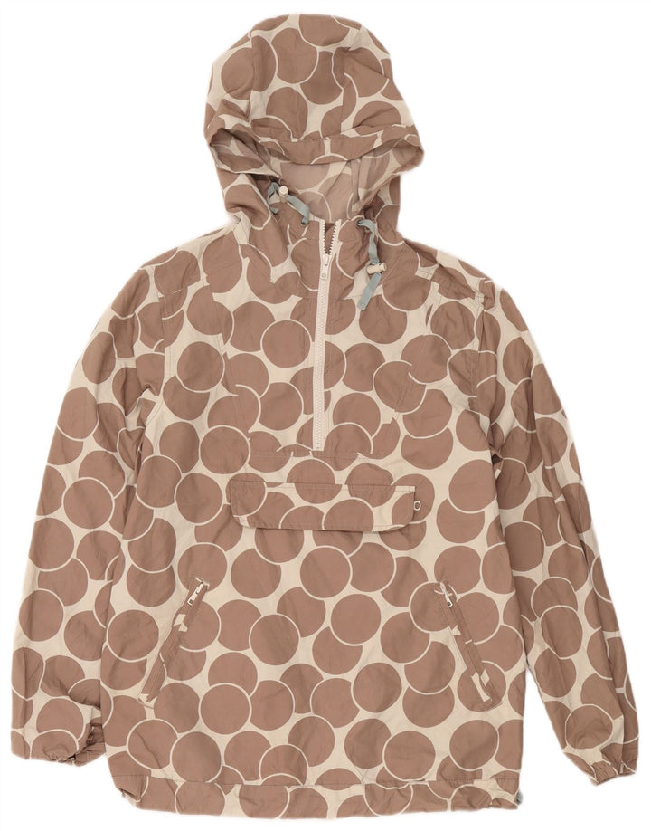 Boden Giacca antipioggia da donna con cappuccio e pullover UK 12 Marrone medio geometrico