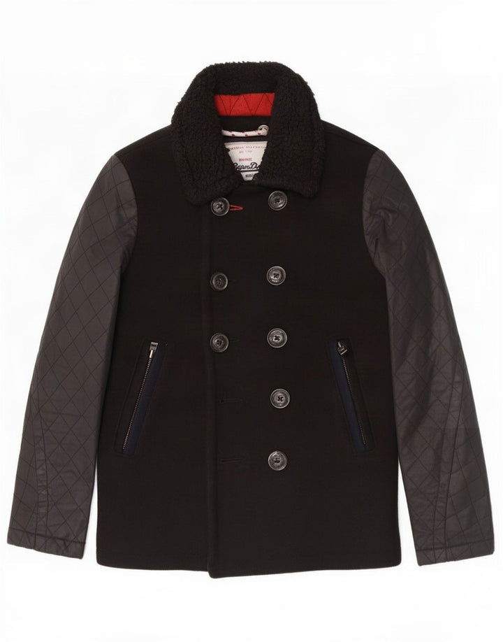 Cappotto da marinaio da uomo Superdry in lana nera media