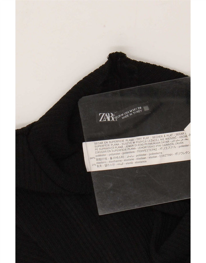 Zara T-shirt da donna UK 12 media nera poliestere