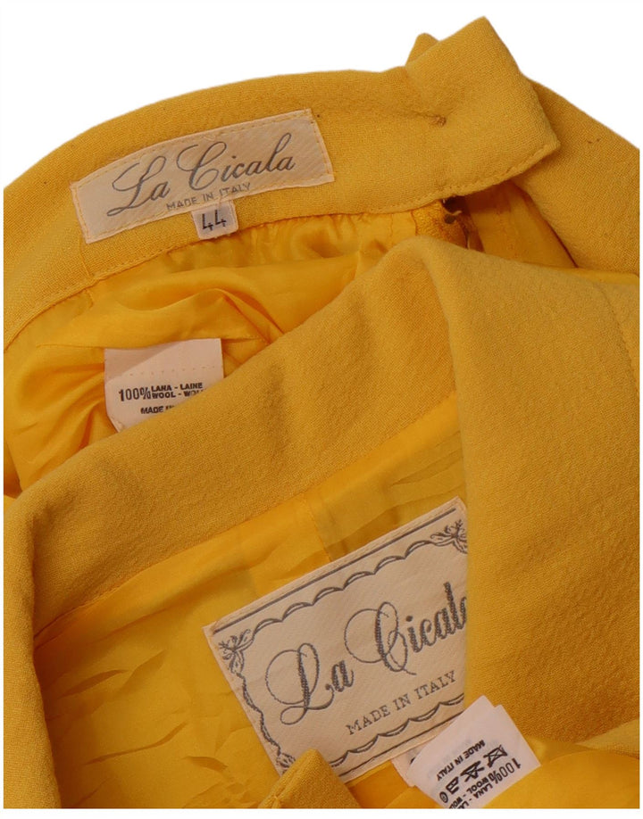 Set gonna da donna in 2 pezzi a 4 bottoni VINTAGE IT 44 medio W26 lana gialla