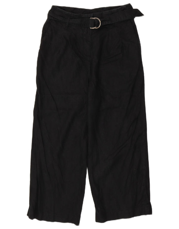 Pantaloni casual a vita alta da donna Marks & Spencer UK 14 Large W32 L27 Nero