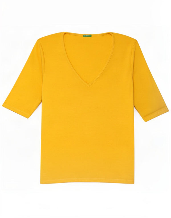 T-shirt da donna Benetton Top UK 8 Small Gialla