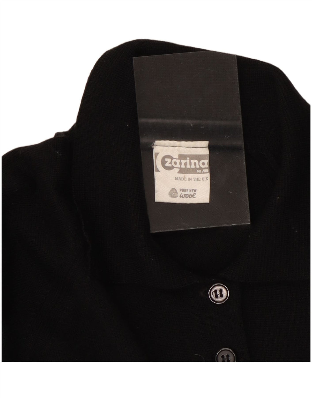 Maglione maglione collo alto da donna CZARINA UK 16 grande lana nera