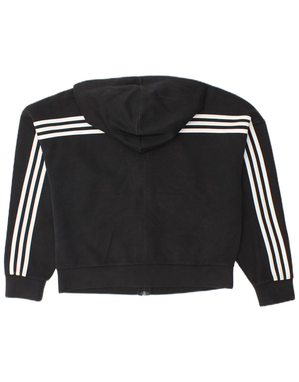 Adidas Womens Oversized Zip Hoodie Sweater UK 8/10 Small Black Cotton