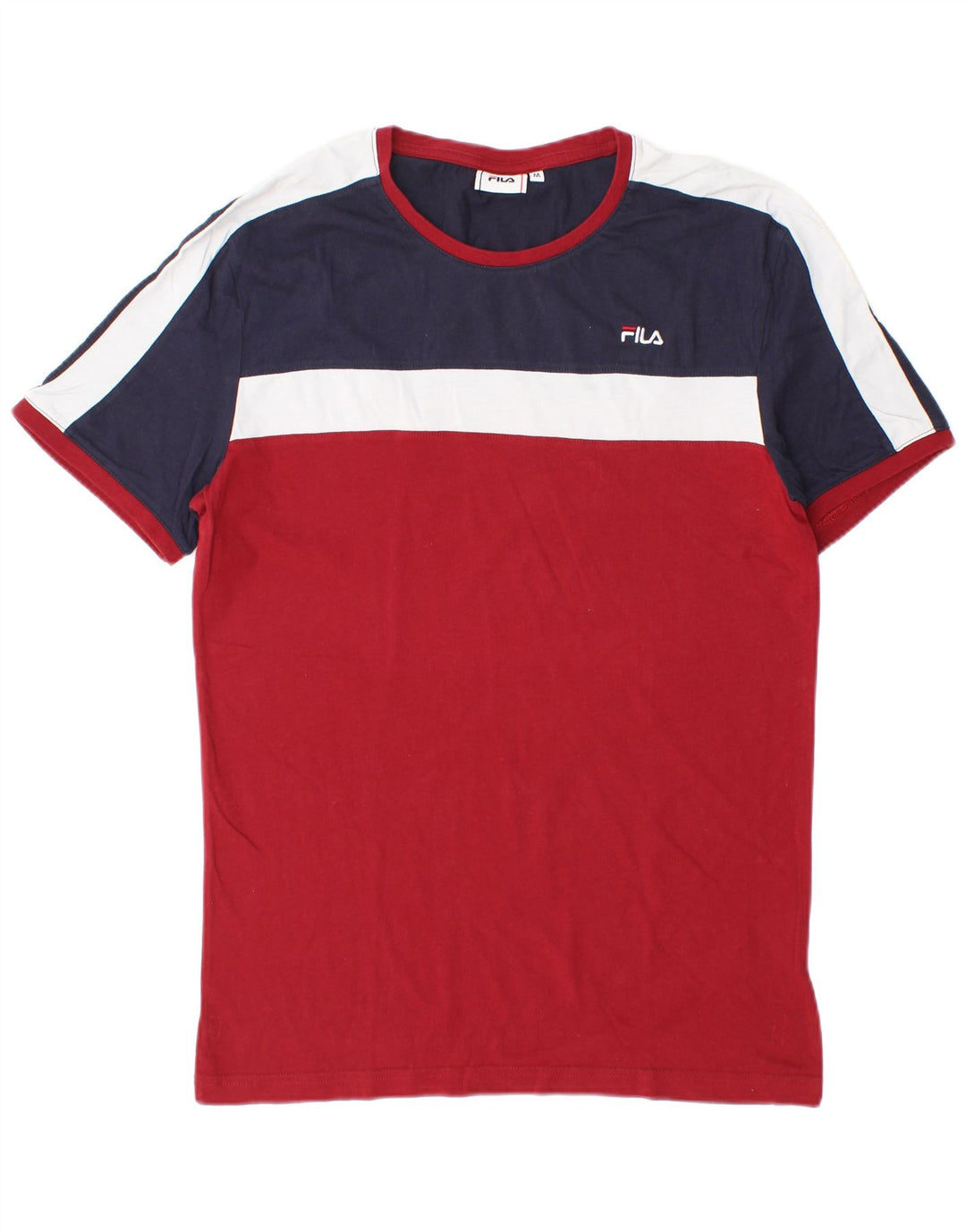 T-shirt Fila da uomo Top in cotone color block rosso medio