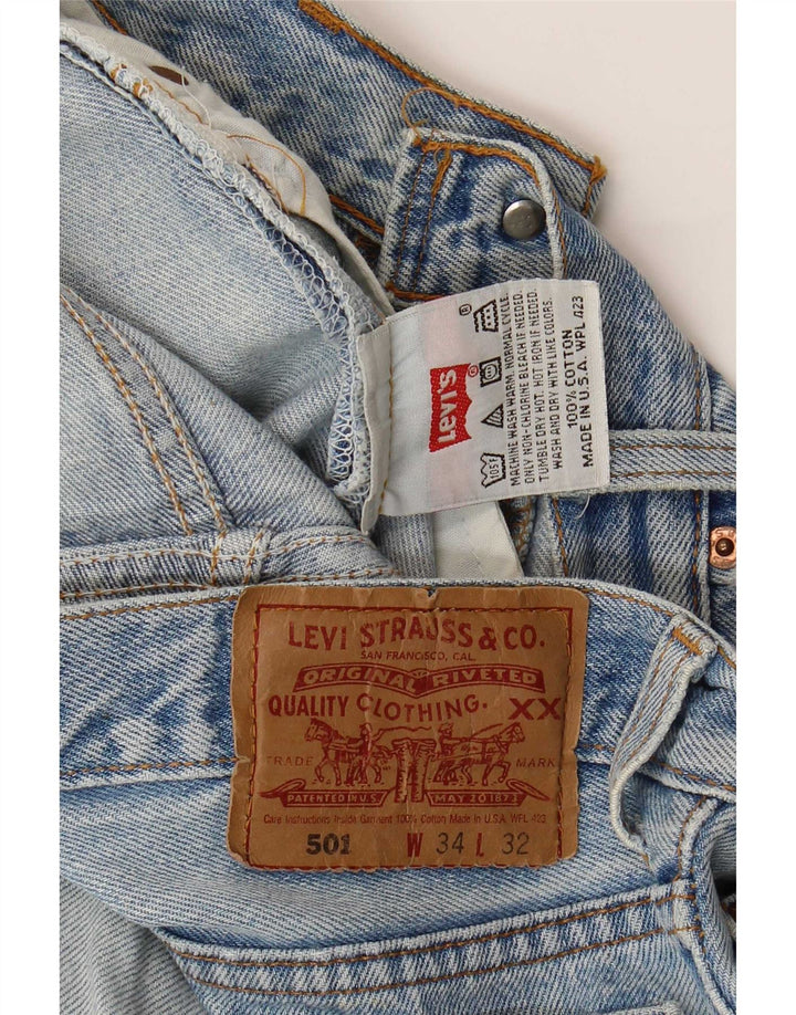 Levi's Uomo 501 Jeans dritti invecchiati W34 L29 Cotone blu