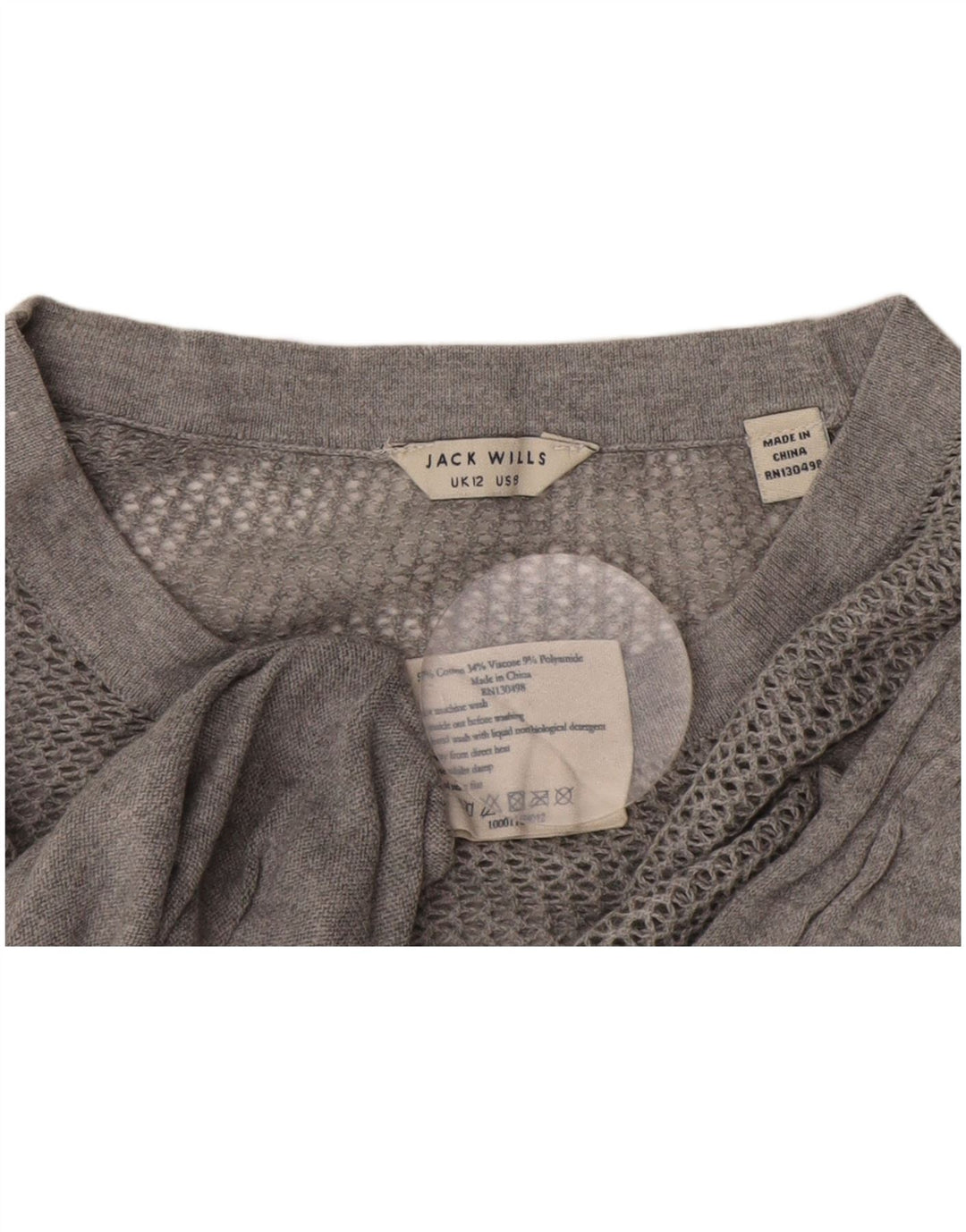 Maglione maglione girocollo da donna Jack Wills UK 12 Cotone grigio medio