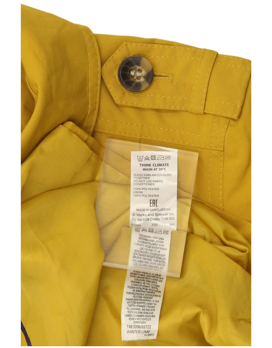Trench da donna Marks & Spencer UK 14 poliestere giallo medio